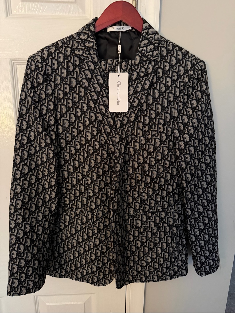 Dior Black & Gray Monogram Blazer (42/44R) & Pants (35x30)